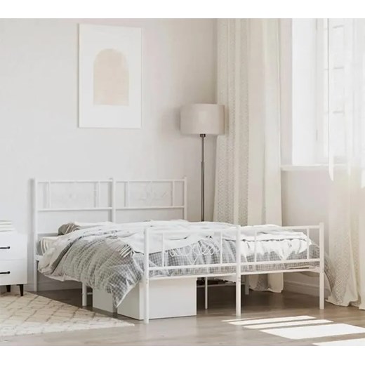Białe metalowe łóżko małżeńskie 160x200 cm - Gisel Elior One Size Edinos.pl