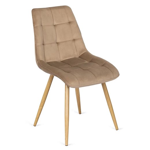 Beżowe krzesło z imitacją drewnianych nóg - Abro ze sklepu Edinos.pl w kategorii Krzesła - zdjęcie 172262115