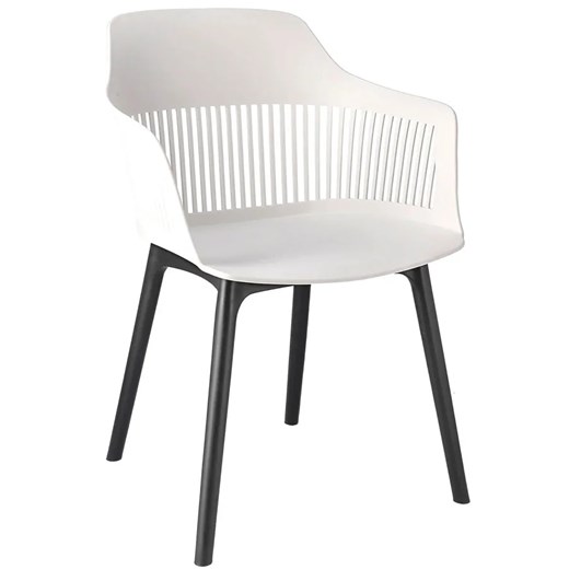 Białe krzesło z ażurowym oparciem do ogrodu - Sazo 4X Elior One Size okazja Edinos.pl