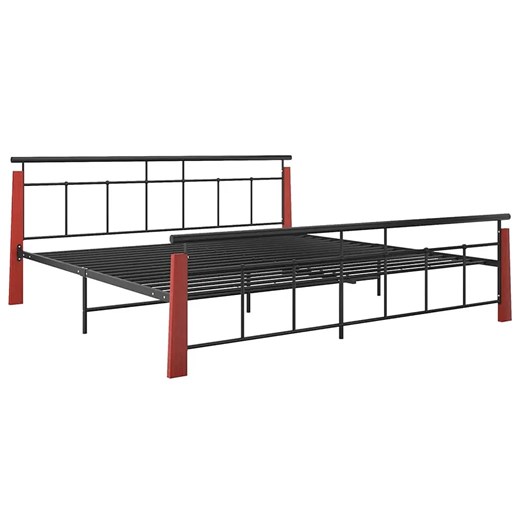 Łóżko metalowe vintage czarny + ciemny dąb 200x200 cm D6-W51 ze sklepu Edinos.pl w kategorii Łóżka i materace - zdjęcie 172262286