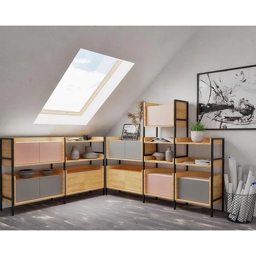 Szafka modułowa 83cm hikora + szary przykurzony - Horizonte 9X Elior One Size okazyjna cena Edinos.pl