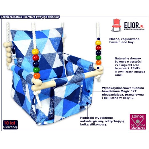 Niebieska kubełkowa huśtawka dla dzieci - Ankara Elior One Size Edinos.pl