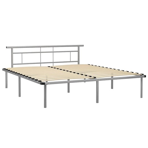 Szare metalowe łóżko małżeńskie 200x200 cm - Mervex Elior One Size Edinos.pl