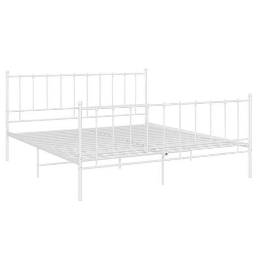 Białe metalowe łóżko z zagłówkiem 140x200 cm - Laxi ze sklepu Edinos.pl w kategorii Łóżka i materace - zdjęcie 172263559