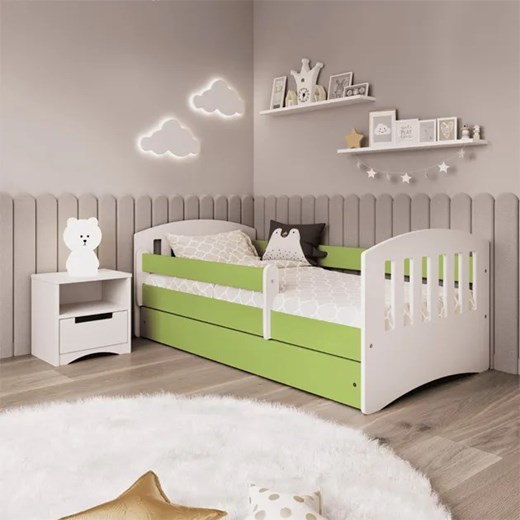 Łóżko dziecięce z szufladą i materacem Pinokio 2X 80x140 - zielone Elior One Size Edinos.pl