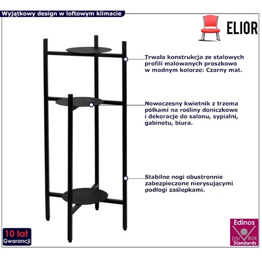Metalowy potrójny kwietnik - Elmar 6X Elior One Size Edinos.pl