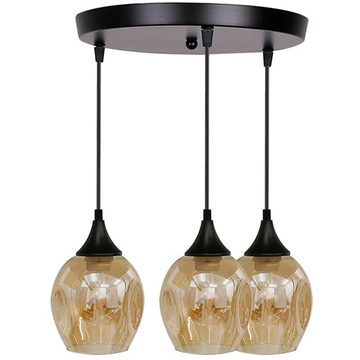 Czarna potrójna lampa na talerzu nad wyspę - 4X Z034 K5-H04 ze sklepu Edinos.pl w kategorii Lampy wiszące - zdjęcie 172263939