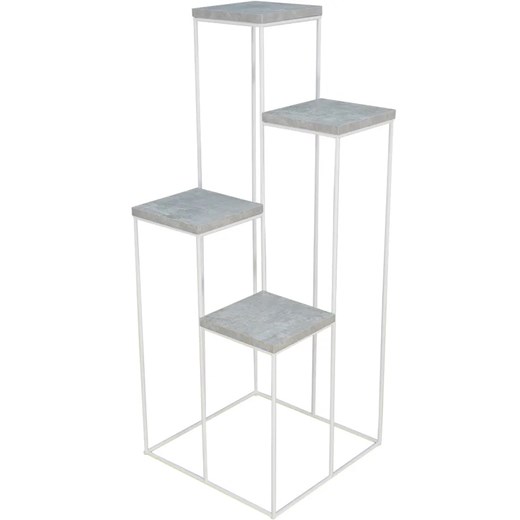 Metalowy stojący kwietnik do salonu biały + beton - Roslon 5X Elior One Size Edinos.pl