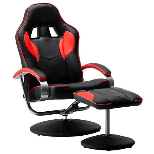 Czarno-czerwony fotel gamingowy z podnóżkiem - Endy ze sklepu Edinos.pl w kategorii Krzesła biurowe - zdjęcie 172264025