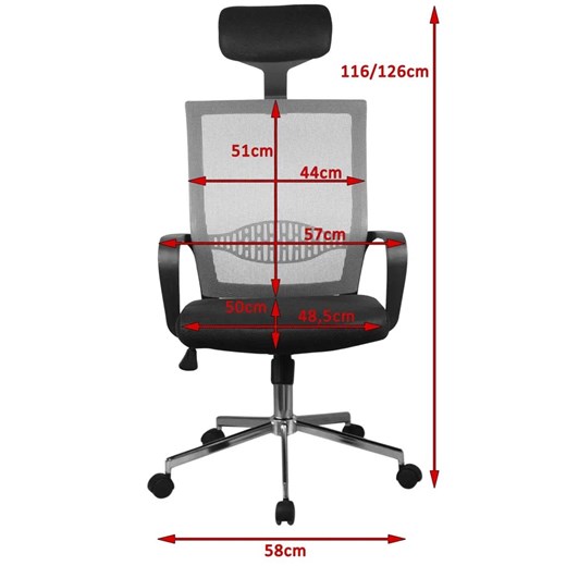 Czerwony fotel ergonomiczny do biurka - Trexol Elior One Size Edinos.pl
