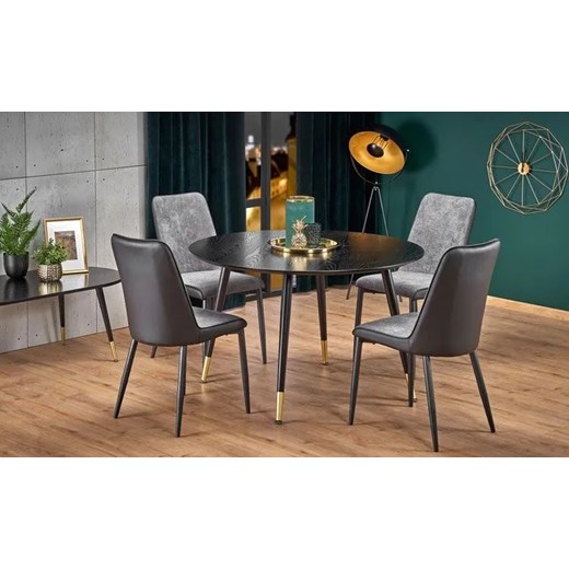 Okrągły czarny stół z krzesłami - Omaro One Size Edinos.pl