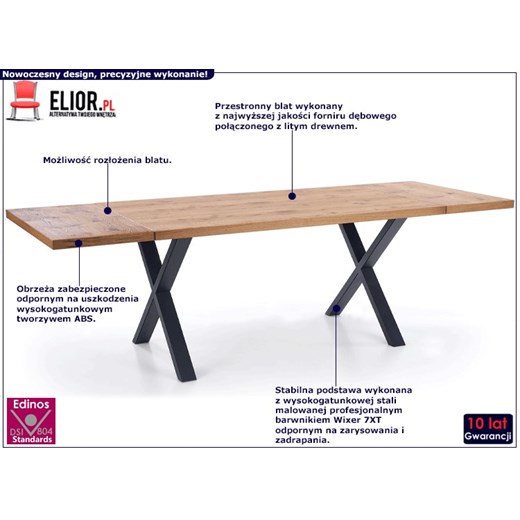 Duży industrialny stół drewniany z krzesłami - Pedrox One Size Edinos.pl