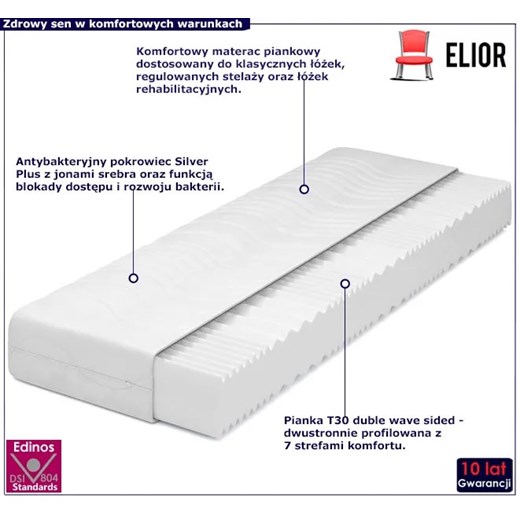 Materac piankowy z pokrowcem silver plus 140x200 - Sonato Elior One Size Edinos.pl
