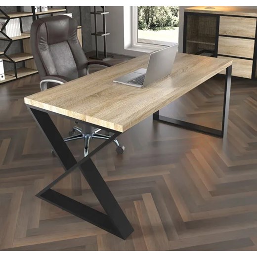 Industrialne biurko duże drewniane 150 x 70 - Nipso Elior One Size Edinos.pl