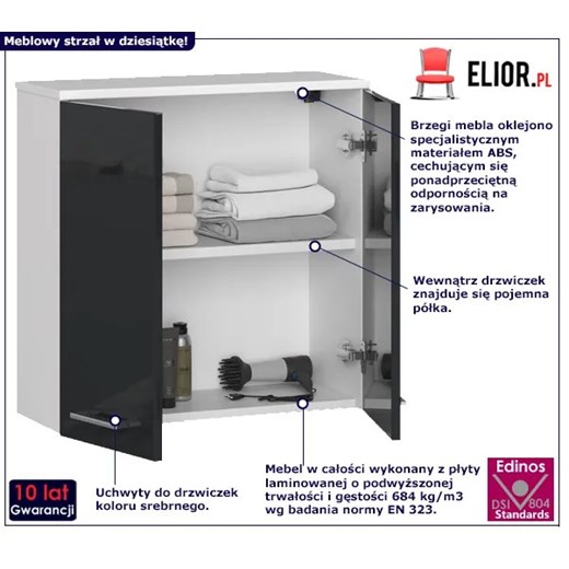 Wisząca szafka łazienkowa biały + grafit połysk - Zofix 4X Elior One Size Edinos.pl