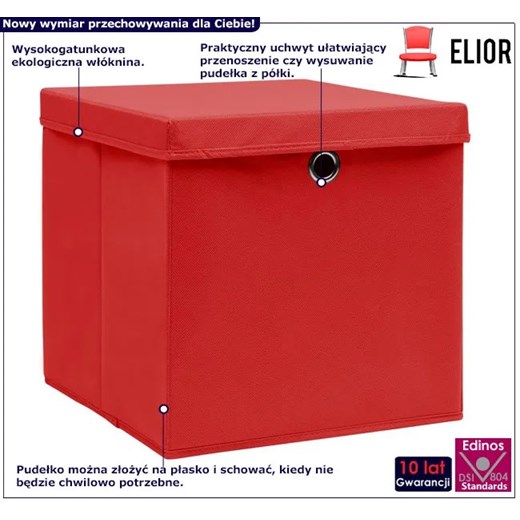 Zestaw czerwonych składanych pudełek 4 sztuki - Dazo 4X Elior One Size Edinos.pl