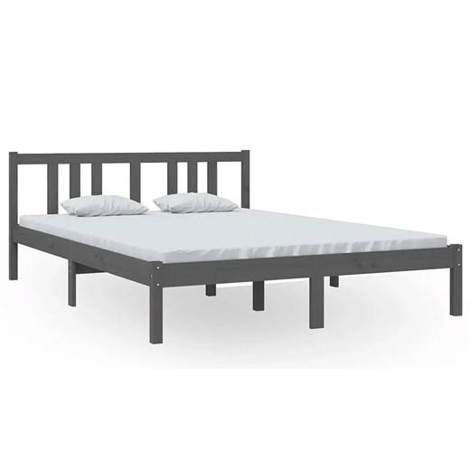 Szare dwuosobowe łóżko z drewna 140x200 cm - Kenet 5X Elior One Size Edinos.pl