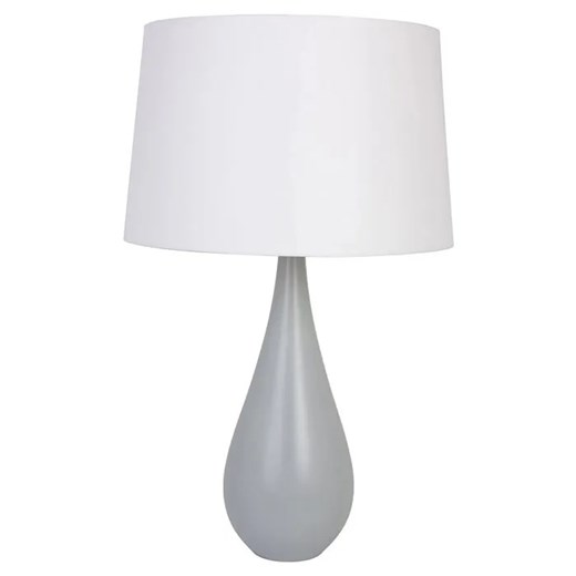 Szara lampka stołowa drewniana z abażurem - S224 P7-P05 ze sklepu Edinos.pl w kategorii Lampy stołowe - zdjęcie 172265647
