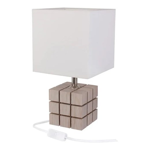 Beżowa lampka nocna kostka z abażurem - S230 K9-P66 ze sklepu Edinos.pl w kategorii Lampy stołowe - zdjęcie 172265648