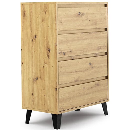 Komoda z 4 szufladami na nóżkach dąb artisan - Hallor 5X ze sklepu Edinos.pl w kategorii Komody - zdjęcie 172265798