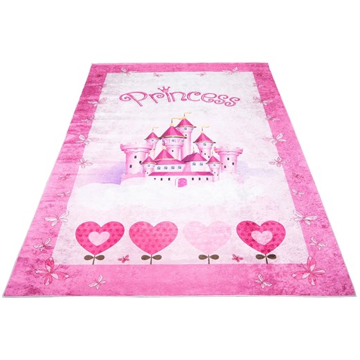 Różowy dywan z zamkiem dla księżniczki - Puso 5X Profeos One Size Edinos.pl