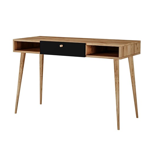 Biurko z półkami i szufladą w stylu skandynawskim dąb craft + czarny R4-K71 ze sklepu Edinos.pl w kategorii Biurka i sekretarzyki - zdjęcie 172265905