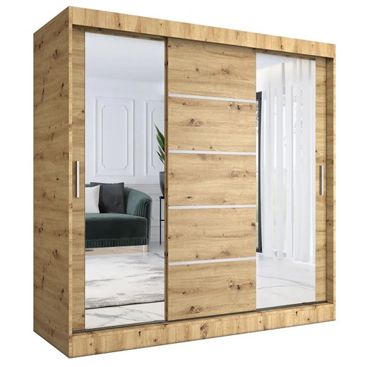 Szafa Z Przesuwnymi Frontami 200 Cm Dąb Artisan S5-K40 ze sklepu Edinos.pl w kategorii Szafy - zdjęcie 172265909