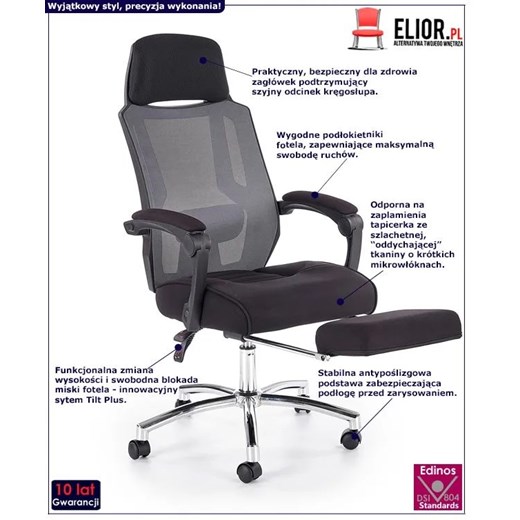 Fotel obrotowy Timar - czarny + szary Elior One Size Edinos.pl