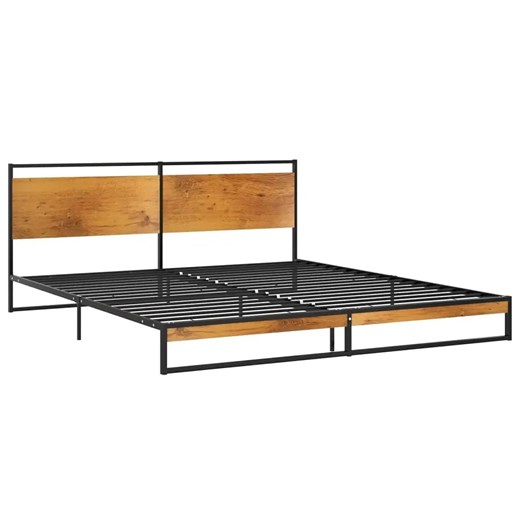 Czarne industrialne łóżko z metalu 200x200 cm - Petrix Elior One Size Edinos.pl
