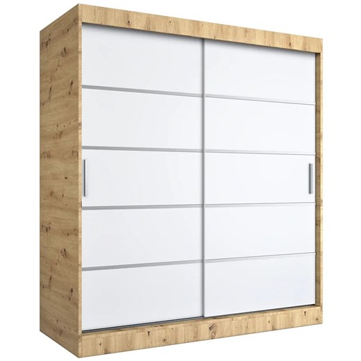 Szafa przesuwna dąb artisan + biały 180 cm - Livia 5X Elior One Size Edinos.pl