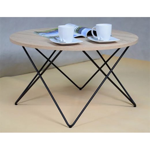 Okrągły stolik kawowy w stylu loft dąb sonoma - Murilo 4X Elior One Size Edinos.pl wyprzedaż