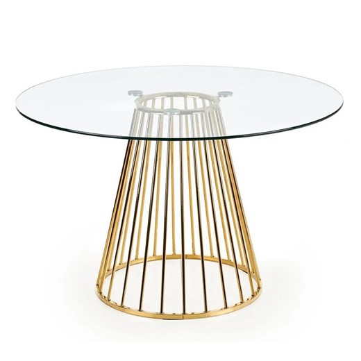 Okrągły szklany stół glamour Golden - złoty ze sklepu Edinos.pl w kategorii Stoły - zdjęcie 172267688