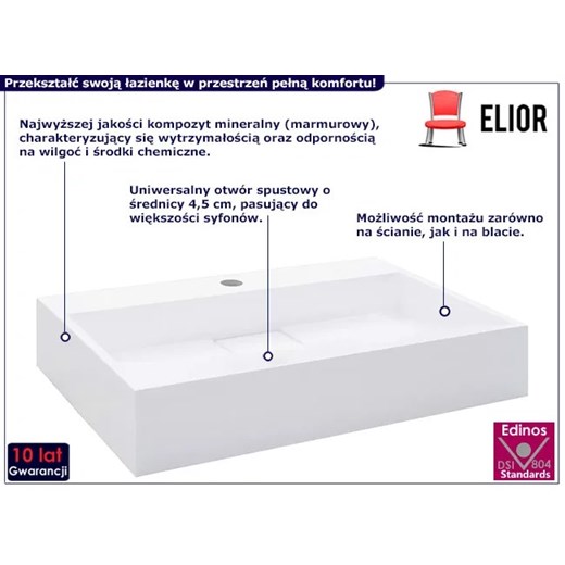 Prostokątna umywalka łazienkowa - Ferondi 3X Elior One Size Edinos.pl