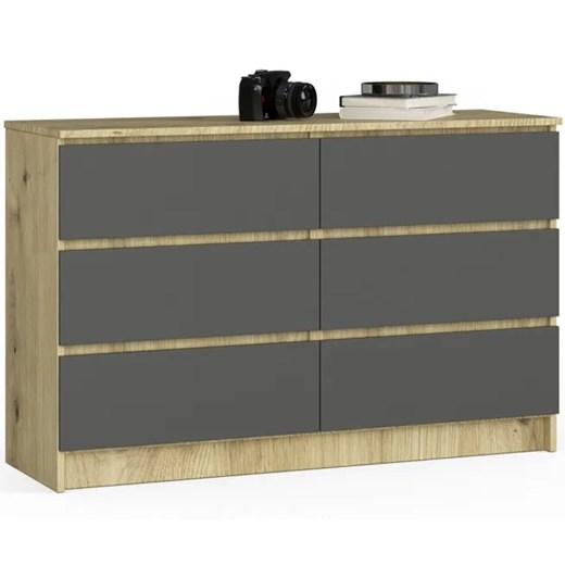 Klasyczna komoda z szufladami dąb artisan + grafit - Mirus 5X Elior One Size Edinos.pl