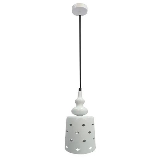 Biała lampa wisząca z ażurowym kloszem - V153-Benusio Lumes One Size Edinos.pl