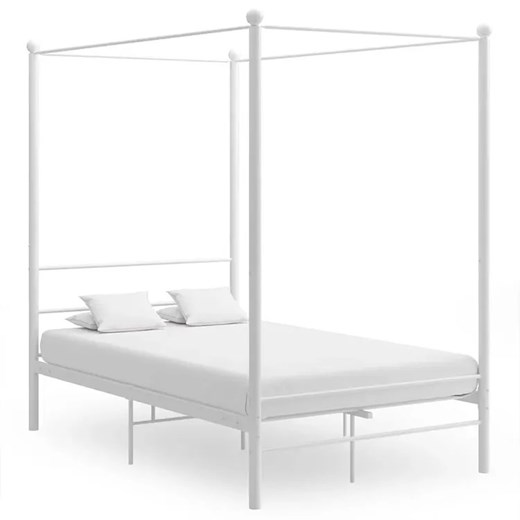 Białe metalowe łóżko z baldachimem 120x200 cm - Wertes Elior One Size Edinos.pl