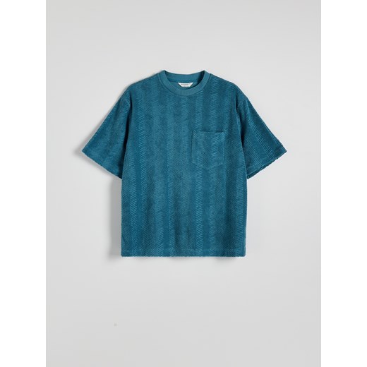 Reserved - T-shirt boxy z kieszonką - turkusowy ze sklepu Reserved w kategorii T-shirty męskie - zdjęcie 172270217