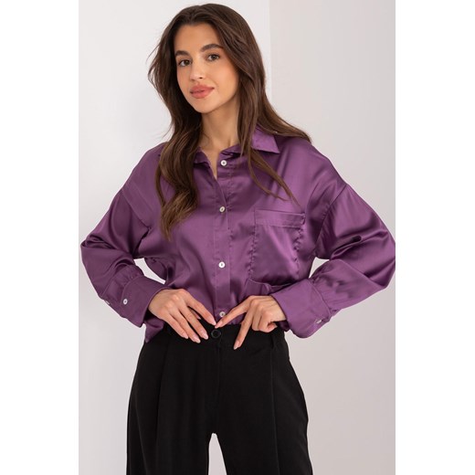 Elegancka koszula damska z satyny fioletowa ze sklepu 5.10.15 w kategorii Koszule damskie - zdjęcie 172272668