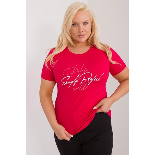 Dopasowany T-Shirt plus size z napisem czerwony ze sklepu 5.10.15 w kategorii Bluzki damskie - zdjęcie 172272746