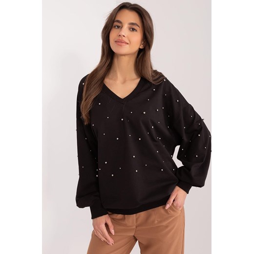 Bluza oversize z perełkami czarna ze sklepu 5.10.15 w kategorii Bluzy damskie - zdjęcie 172272765