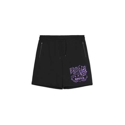 Cropp - Czarne szorty z kieszeniami na zamek - czarny Cropp XXL Cropp