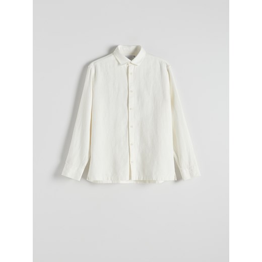 Reserved - Koszula boxy z domieszką lnu - złamana biel ze sklepu Reserved w kategorii Koszule męskie - zdjęcie 172274568