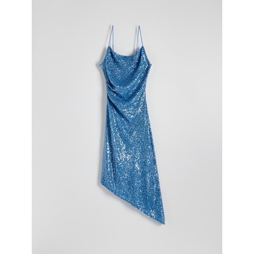 Reserved - Asymetryczna sukienka maxi z cekinami - jasnoniebieski ze sklepu Reserved w kategorii Sukienki - zdjęcie 172274639
