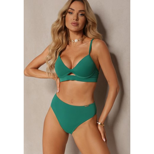 Zielone 2-Częściowe Bikini Stanik z Ozdobnym Wycięciem i Majtki Figi Curbia Renee 40 wyprzedaż Renee odzież