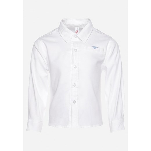 Biała Koszula Slim z Bawełny Zapinana na Guziki Lospia 110 wyprzedaż Born2be Odzież