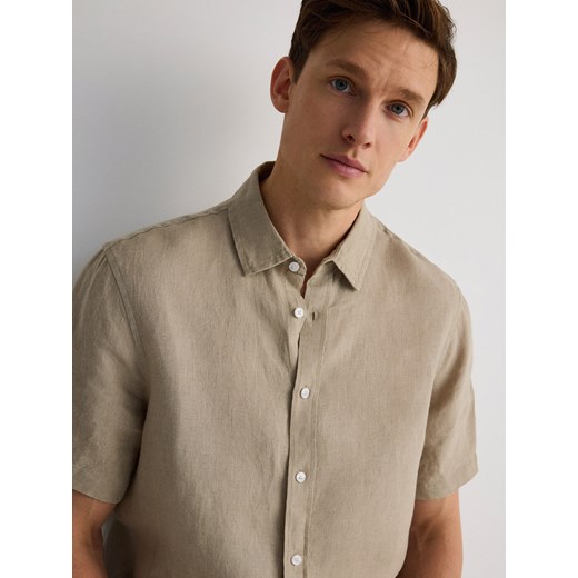 Reserved - Lniana koszula comfort fit - zielony ze sklepu Reserved w kategorii Koszule męskie - zdjęcie 172277026