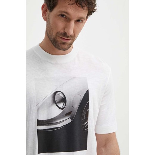 Sisley t-shirt bawełniany męski kolor beżowy z nadrukiem ze sklepu ANSWEAR.com w kategorii T-shirty męskie - zdjęcie 172277988