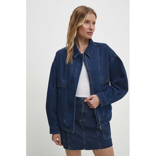 Answear Lab kurtka jeansowa bawełniana kolor niebieski przejściowa oversize ze sklepu ANSWEAR.com w kategorii Kurtki damskie - zdjęcie 172278117