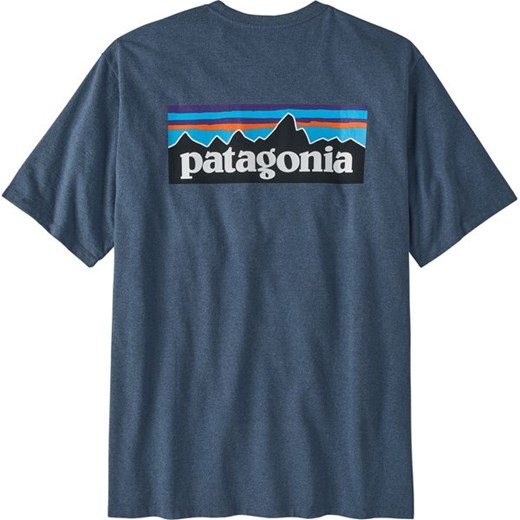 T-shirt męski Patagonia z krótkimi rękawami niebieski w sportowym stylu 
