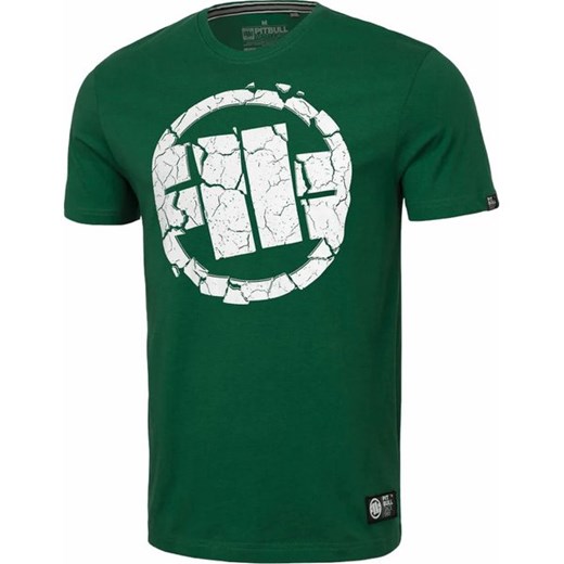 T-shirt męski Pitbull West Coast z krótkimi rękawami zielony z napisem 